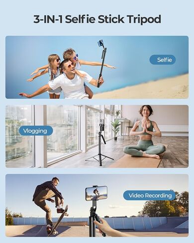 69" Phone Tripod, Tripod for iPhone & Portable Selfie Stick Tripod with Remote, Phone Tripod Stand for Video Recording, Travel Tripod for Cell Phone Tripod Compatible with iOS and Android in Saudi Arabia