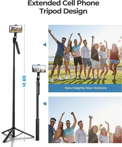 69" Phone Tripod, Tripod for iPhone & Portable Selfie Stick Tripod with Remote, Phone Tripod Stand for Video Recording, Travel Tripod for Cell Phone Tripod Compatible with iOS and Android in Saudi Arabia