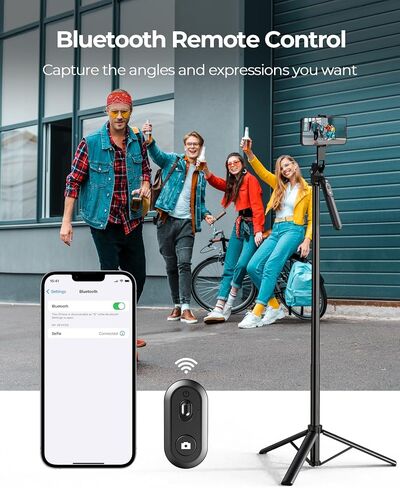 69" Phone Tripod, Tripod for iPhone & Portable Selfie Stick Tripod with Remote, Phone Tripod Stand for Video Recording, Travel Tripod for Cell Phone Tripod Compatible with iOS and Android in Saudi Arabia
