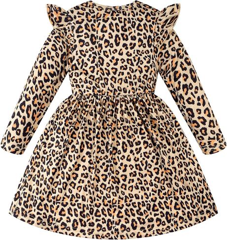 Girls Long Sleeve Dress - Ruffle Bowknot Toddler Party Dress Kids Fall Winter Clothes Cute Pattern Playwear Outfit in Saudi Arabia
