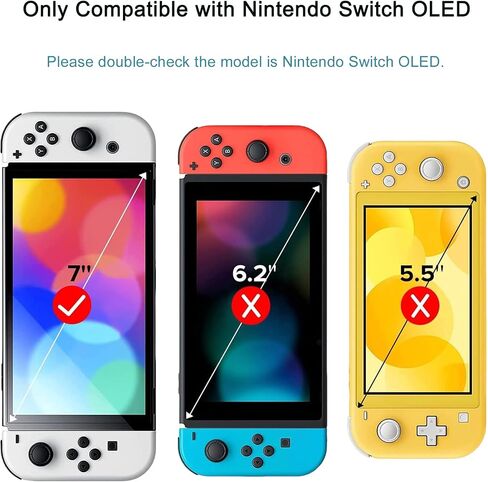 واقي شاشة لجهاز Nintendo Switch OLED، قطعة واحدة من الزجاج المقسى مصمم لجهاز Nintendo Switch OLED، عالي الدقة، صلابة 9H، 0.33 مم، مضاد للخدش، خالي من الفقاعات، سهل التركيب in Saudi Arabia