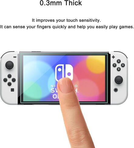 واقي شاشة لجهاز Nintendo Switch OLED، قطعة واحدة من الزجاج المقسى مصمم لجهاز Nintendo Switch OLED، عالي الدقة، صلابة 9H، 0.33 مم، مضاد للخدش، خالي من الفقاعات، سهل التركيب in Saudi Arabia