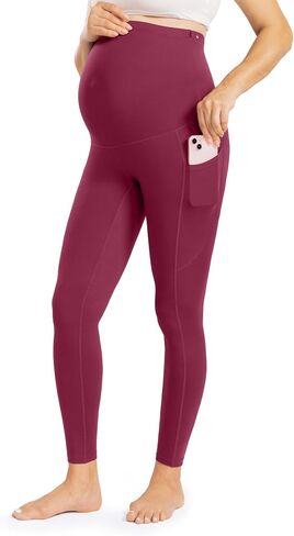 Enerful Womens Maternity Leggings with Pockets Workout Legging Pants Buttery Soft Pregnancy Active Wear Yoga Tights in Saudi Arabia