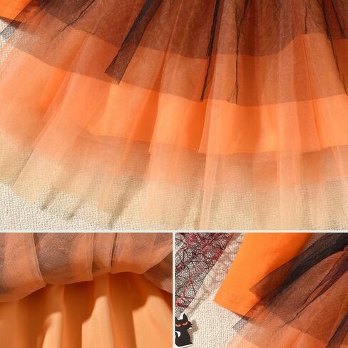 Toddler Little Girl Halloween Tulle Dress Ruffle Long Sleeve Pumpkin Princess Party Tutu Dress Fall Winter Outfits Clothes in Saudi Arabia