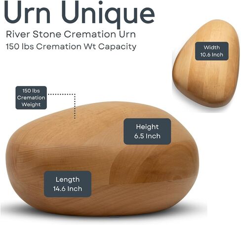 Urn Unique-River Stone Wood Urn for Human Ashes-Urn for Pet Ashes-Memorial Keepsake Urn for Ashes-Small Urn-55 lbs of Cremation Urn Weight in Saudi Arabia