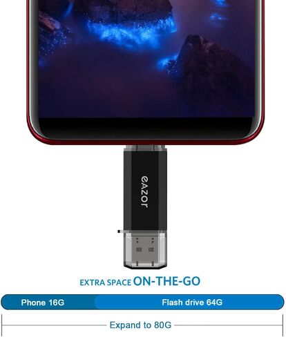 محرك فلاش من النوع C، 2 في 1 OTG USB C+ USB 2.0 محرك مزدوج مقاوم للماء مع سلسلة مفاتيح معدنية للكمبيوتر، ماك بوك، جوجل كروم بوك بيكسل، سامسونج جالاكسي (2.0) (النوع C 128G 2.0) in Kuwait