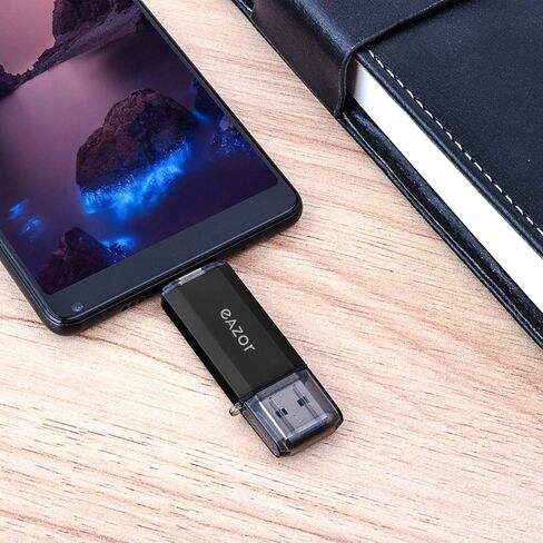 محرك فلاش من النوع C، 2 في 1 OTG USB C+ USB 2.0 محرك مزدوج مقاوم للماء مع سلسلة مفاتيح معدنية للكمبيوتر، ماك بوك، جوجل كروم بوك بيكسل، سامسونج جالاكسي (2.0) (النوع C 128G 2.0) in Kuwait