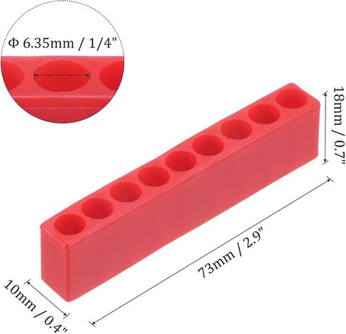 HARFINGTON 12pcs Plastic Hex Shank Screwdriver Bit Holder Organizer 9 Holes 1/4 Inch Plastic Drill Bits Storage Case for Any 1/4" Hex Shank Metal Driver Bits Use, Red in Saudi Arabia