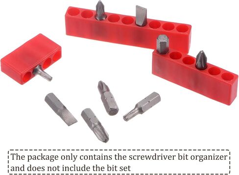 HARFINGTON 12pcs Plastic Hex Shank Screwdriver Bit Holder Organizer 9 Holes 1/4 Inch Plastic Drill Bits Storage Case for Any 1/4" Hex Shank Metal Driver Bits Use, Red in Saudi Arabia