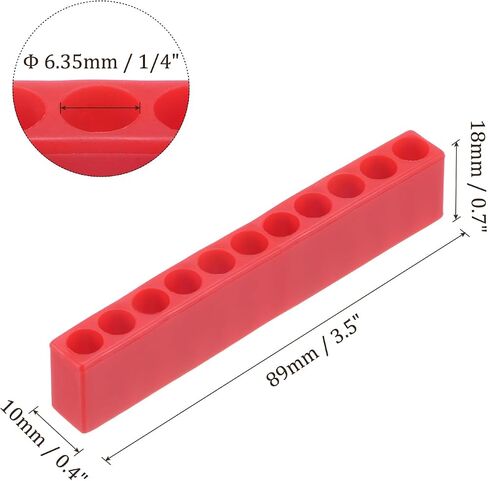 HARFINGTON 12pcs Plastic Hex Shank Screwdriver Bit Holder Organizer 9 Holes 1/4 Inch Plastic Drill Bits Storage Case for Any 1/4" Hex Shank Metal Driver Bits Use, Red in Saudi Arabia