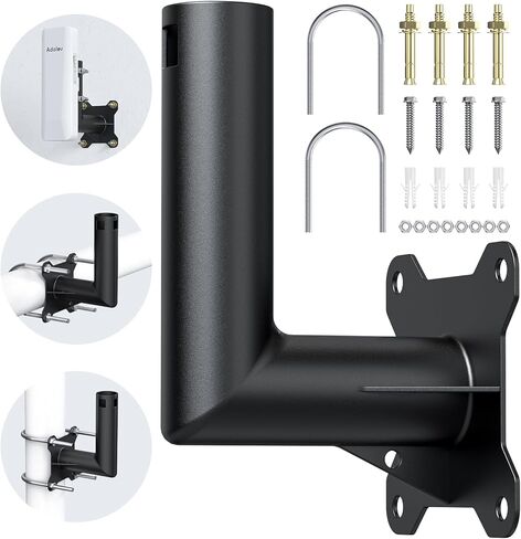 Universal Antenna Mount Brackets with U-Bolts Kit Wall-Mounted / Pole Mount, L Shaped Mount for Starlink, WiFi Bridge, and Access Points on Walls, Poles, Roofs, RVs, Yachts, and Camping Setups in Kuwait