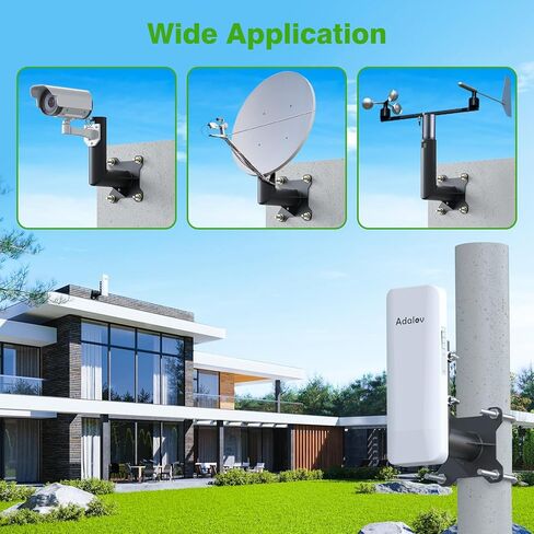 Universal Antenna Mount Brackets with U-Bolts Kit Wall-Mounted / Pole Mount, L Shaped Mount for Starlink, WiFi Bridge, and Access Points on Walls, Poles, Roofs, RVs, Yachts, and Camping Setups in Kuwait