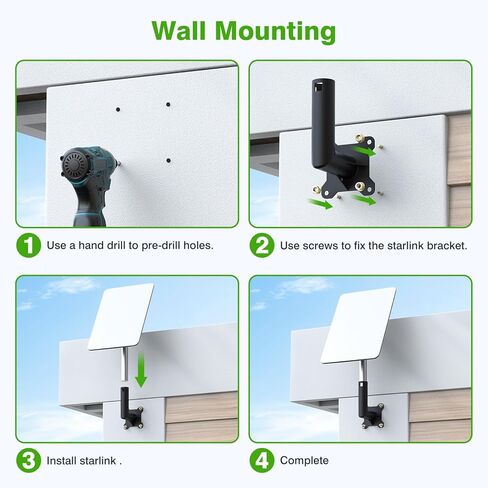 Universal Antenna Mount Brackets with U-Bolts Kit Wall-Mounted / Pole Mount, L Shaped Mount for Starlink, WiFi Bridge, and Access Points on Walls, Poles, Roofs, RVs, Yachts, and Camping Setups in Kuwait
