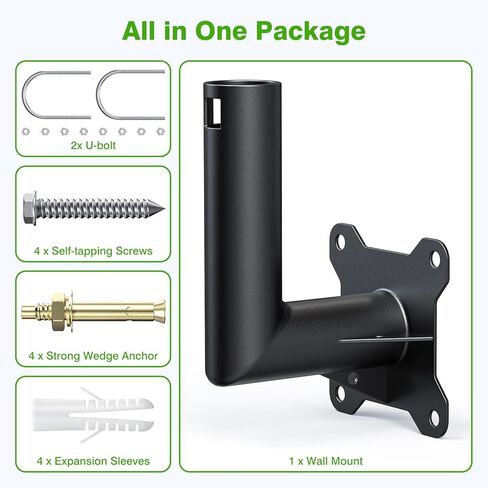 Universal Antenna Mount Brackets with U-Bolts Kit Wall-Mounted / Pole Mount, L Shaped Mount for Starlink, WiFi Bridge, and Access Points on Walls, Poles, Roofs, RVs, Yachts, and Camping Setups in Kuwait