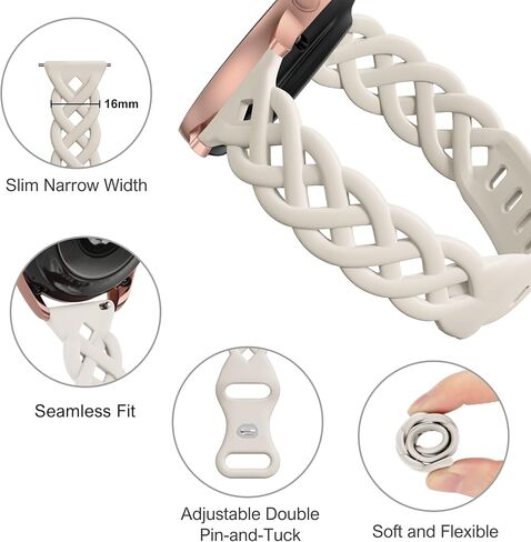 20mm Braided Silicone Band Compatible for Samsung Galaxy Watch 7 6 5 4 40mm 44mm,5 Pro 45mm/Watch 6 4 Classic Band 42mm 46mm 43mm 47mm,Galaxy Watch 3/Active 2 40mm 46mm, Women Slim Lace Sport Bands in Saudi Arabia
