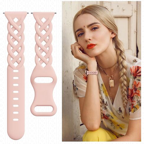 20mm Braided Silicone Band Compatible for Samsung Galaxy Watch 7 6 5 4 40mm 44mm,5 Pro 45mm/Watch 6 4 Classic Band 42mm 46mm 43mm 47mm,Galaxy Watch 3/Active 2 40mm 46mm, Women Slim Lace Sport Bands in Saudi Arabia