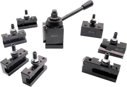 8Pcs AXA Wedge Type Quick Change Tool Post 250-111 Set Lathe Holder Plus 2 extra 250-101XL For Lathe Swing 6"-12" Steel Material in Saudi Arabia