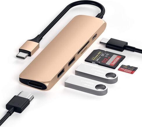 Satechi USB C Hub Multiport Adapter Slim V2, USB C Docking Station with 4K HDMI, 60W USB C PD Charging, 2 USB-A, Micro/SD Card Readers, for MacBook Pro/Air M1 M2 M3, Windows - Space Gray in Saudi Arabia