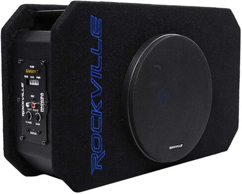 Rockville RMW8A, 8" 800W Powered Truck Subwoofer, Class D Amp, Slim Ported Enclosure, Includes Remote Bass Knob, Perfect for Deep Bass in Compact Spaces in Saudi Arabia