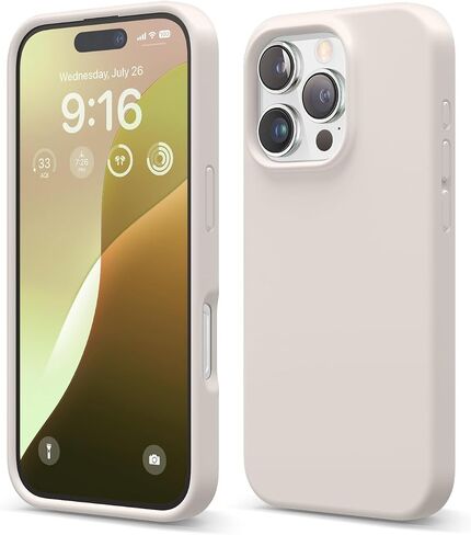 elago Compatible with iPhone 16 Pro Case, Premium Liquid Silicone Case, Full Body Protective Cover, Shockproof, Slim Phone Case, Anti-Scratch Soft Microfiber Lining, 6.3 inch (Stone) in Saudi Arabia