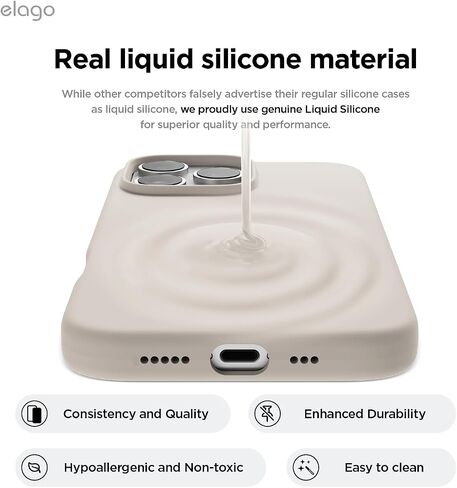 elago Compatible with iPhone 16 Pro Case, Premium Liquid Silicone Case, Full Body Protective Cover, Shockproof, Slim Phone Case, Anti-Scratch Soft Microfiber Lining, 6.3 inch (Stone) in Saudi Arabia
