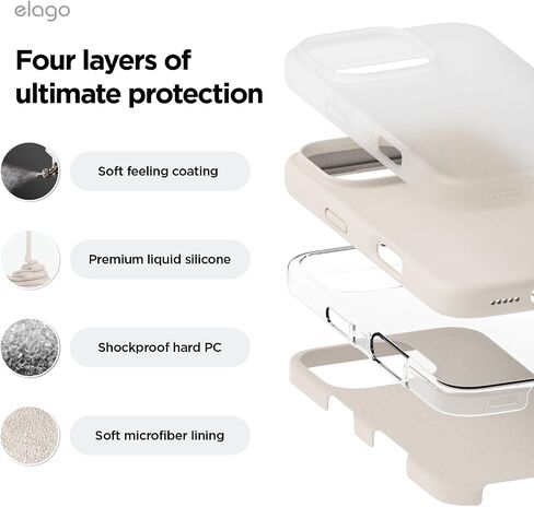 elago Compatible with iPhone 16 Pro Case, Premium Liquid Silicone Case, Full Body Protective Cover, Shockproof, Slim Phone Case, Anti-Scratch Soft Microfiber Lining, 6.3 inch (Stone) in Saudi Arabia