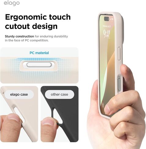 elago Compatible with iPhone 16 Pro Case, Premium Liquid Silicone Case, Full Body Protective Cover, Shockproof, Slim Phone Case, Anti-Scratch Soft Microfiber Lining, 6.3 inch (Stone) in Saudi Arabia