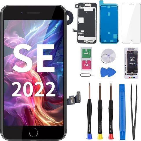 for iPhone SE 3rd / 2nd Generation and for iPhone 8 Screen Replacement with Home Button 4.7" SE3 LCD Display SE 2022 3D Touch Digitizer with Ear Speaker Front Camera Full Repair Tools Kit in Saudi Arabia