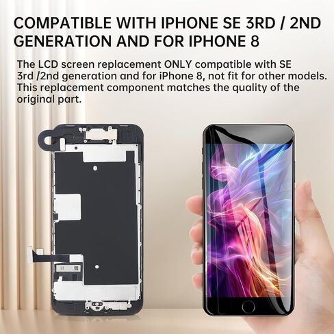 for iPhone SE 3rd / 2nd Generation and for iPhone 8 Screen Replacement with Home Button 4.7" SE3 LCD Display SE 2022 3D Touch Digitizer with Ear Speaker Front Camera Full Repair Tools Kit in Saudi Arabia