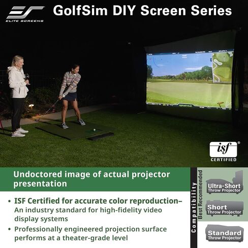 شاشات Elite GolfSim DIY، شاشة عرض تأثير مقاس 10 × 10 بوصة لشاشة محاكاة الجولف/الرياضات المتعددة مع حلقات معدنية. التعبئة المطوية، DIY10X10-IPW1145-F in Kuwait
