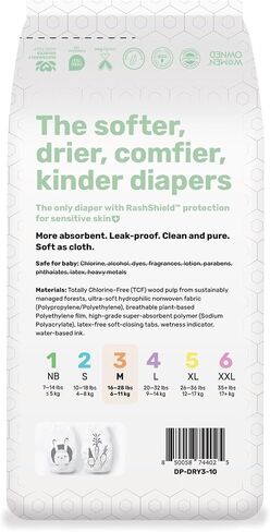 Parasol Clear+Dry Disposable Diapers | RashShield Protection, Leakproof Design, Hypoallergenic | Size 3, (16-28 lbs) 60 Count in Saudi Arabia