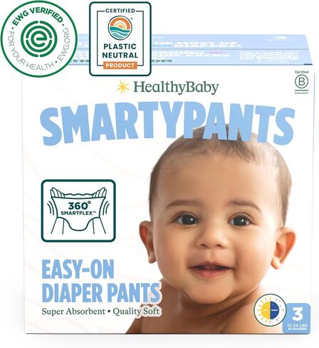 SmartyPants Pull Up Style Diapers | EWG Verified Safe & Plant-Based | Quilted 360 Waistband, Super Absorbent for Overnight Leak Protection | Training Pants by HealthyBaby | Size 3 (54 Count) in Saudi Arabia