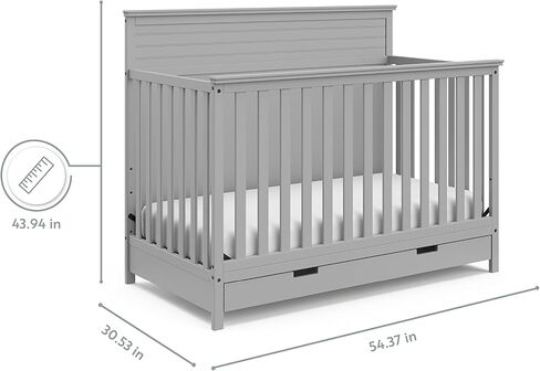 STORKCRAFT Homestead 5-in-1 Convertible Crib with Drawer (Pebble Gray) – GREENGUARD Gold Certified, Crib with Drawer Combo, Includes Nursery Storage Drawer, Converts to Toddler Bed and Full-Size Bed in Saudi Arabia