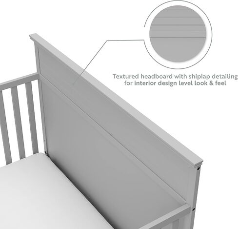 سرير أطفال STORKCRAFT Homestead 5 في 1 قابل للتحويل مع درج (رمادي بيبل) - معتمد من GREENGUARD الذهبي، سرير أطفال مع مجموعة أدراج، يتضمن درج تخزين الحضانة، يتحول إلى سرير طفل صغير وسرير كامل الحجم in Kuwait