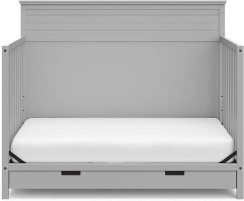 سرير أطفال STORKCRAFT Homestead 5 في 1 قابل للتحويل مع درج (رمادي بيبل) - معتمد من GREENGUARD الذهبي، سرير أطفال مع مجموعة أدراج، يتضمن درج تخزين الحضانة، يتحول إلى سرير طفل صغير وسرير كامل الحجم in Kuwait