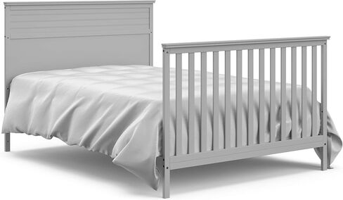 سرير أطفال STORKCRAFT Homestead 5 في 1 قابل للتحويل مع درج (رمادي بيبل) - معتمد من GREENGUARD الذهبي، سرير أطفال مع مجموعة أدراج، يتضمن درج تخزين الحضانة، يتحول إلى سرير طفل صغير وسرير كامل الحجم in Kuwait