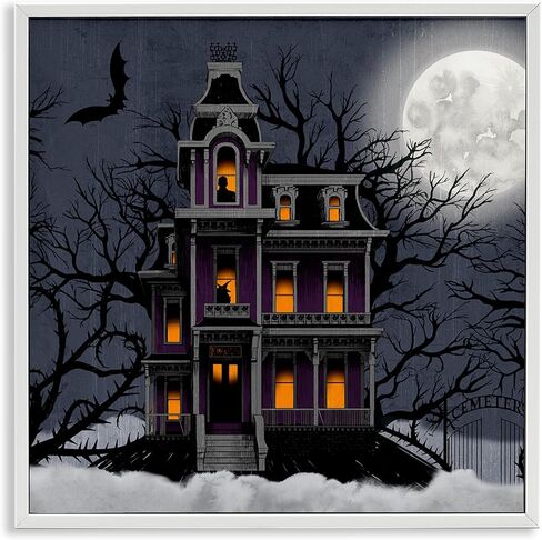 Stupell Industries Creepy Haunted Halloween House Under Moonlit Sky, Design by Grace Popp in Saudi Arabia