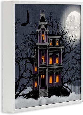 Stupell Industries Creepy Haunted Halloween House Under Moonlit Sky, Design by Grace Popp in Saudi Arabia