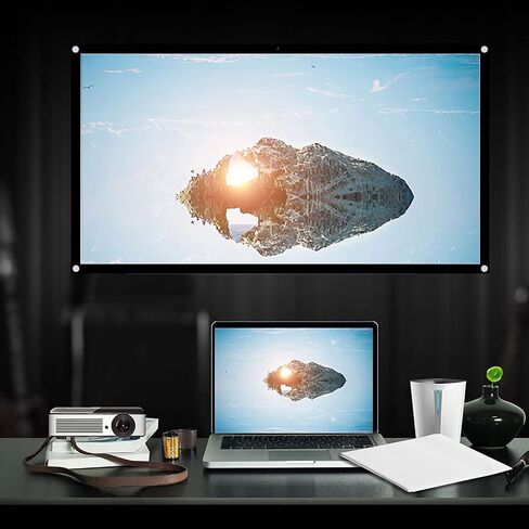 16:9 Projection Screen, Foldable Portable Projector Movies Screens for Home Theater Outdoor Indoor White Projector Curtain Projection Screen Designed with Black Edging and Hanging Holes(60 inches) in Saudi Arabia
