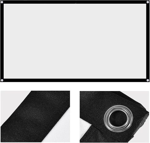 16:9 Projection Screen, Foldable Portable Projector Movies Screens for Home Theater Outdoor Indoor White Projector Curtain Projection Screen Designed with Black Edging and Hanging Holes(60 inches) in Saudi Arabia