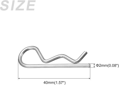 METALLIXITY Cotter Pins (2mm x 40mm) 20Pcs, Carbon Steel R Shaped Spring Clip Pins for Hitch Pin Lock Systems, Silver Tone in Saudi Arabia