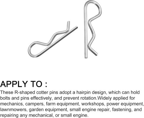 METALLIXITY Cotter Pins (2mm x 40mm) 20Pcs, Carbon Steel R Shaped Spring Clip Pins for Hitch Pin Lock Systems, Silver Tone in Saudi Arabia