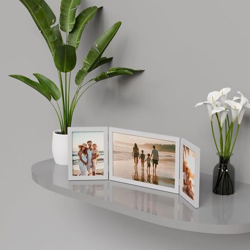 4 إطارات صور 4 قابلة للطي مقاس 4 × 6 بوصات إطار صورة مفصلي من خشب إم دي إف إطار صورة ريفي لسطح المكتب إطار أكريليك إطار صور عائلية لعيد الميلاد وعيد الشكر وعيد الميلاد وحبيب العائلة حامل عمودي على سطح الطاولة in Kuwait