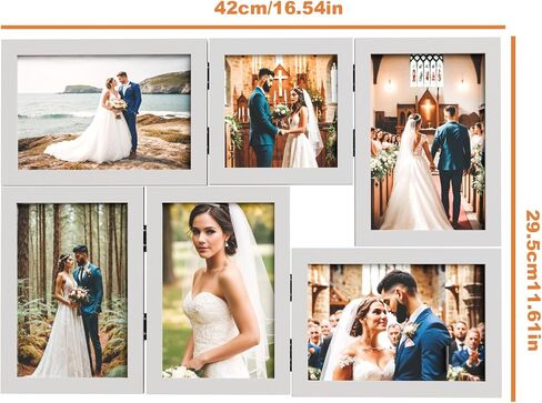 4 إطارات صور 4 قابلة للطي مقاس 4 × 6 بوصات إطار صورة مفصلي من خشب إم دي إف إطار صورة ريفي لسطح المكتب إطار أكريليك إطار صور عائلية لعيد الميلاد وعيد الشكر وعيد الميلاد وحبيب العائلة حامل عمودي على سطح الطاولة in Kuwait