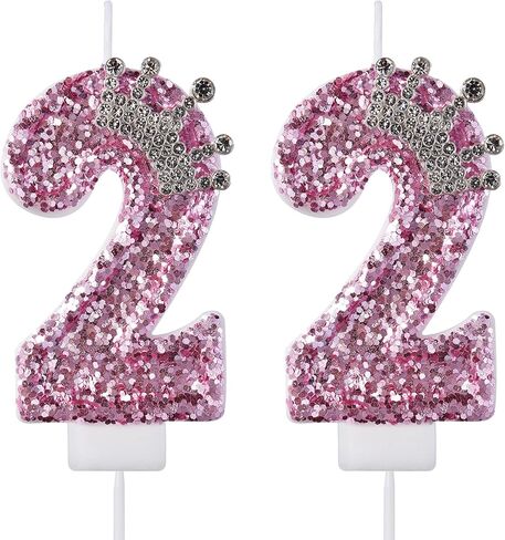 22 شمعة عيد ميلاد، شموع الكيك الثانية والعشرون، فضية عيد ميلاد سعيد عدد 22 شمعة لتزيين الكيك للرجال والنساء in Kuwait