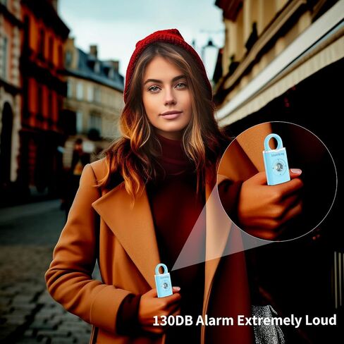 Rechargeable Personal Safety Alarm Keychain for Women,Self Defense Keychain Alarm with Strobe Light and 130dB Siren Help Women,Men,Elderly, Emergency Security Whistle Alert (Blue) in Saudi Arabia