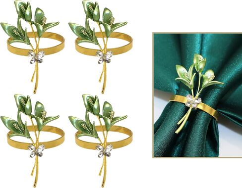Lily Napkin Rings Set of 4,Flower Napkin Holders Gold Metal Napkin Ring Perfect for Wedding Party Holiday Banquet Christmas Dinner Delicate Serviette Buckles Decor (Pink) in Saudi Arabia