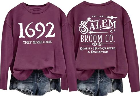 1692 They Missed One Halloween Shirts for Women Salem Witch Long Sleeve Shirt Halloween Hocus Pocus Pullover Tops in Saudi Arabia