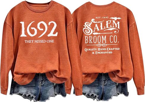 1692 They Missed One Halloween Shirts for Women Salem Witch Long Sleeve Shirt Halloween Hocus Pocus Pullover Tops in Saudi Arabia