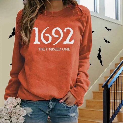 1692 They Missed One Halloween Shirts for Women Salem Witch Long Sleeve Shirt Halloween Hocus Pocus Pullover Tops in Saudi Arabia